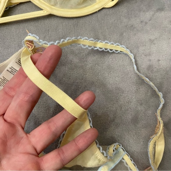 New! For Love and Lemons Pastel Papillon Underwire Bra & Thong Panty Set 10465 - Picture 10 of 12